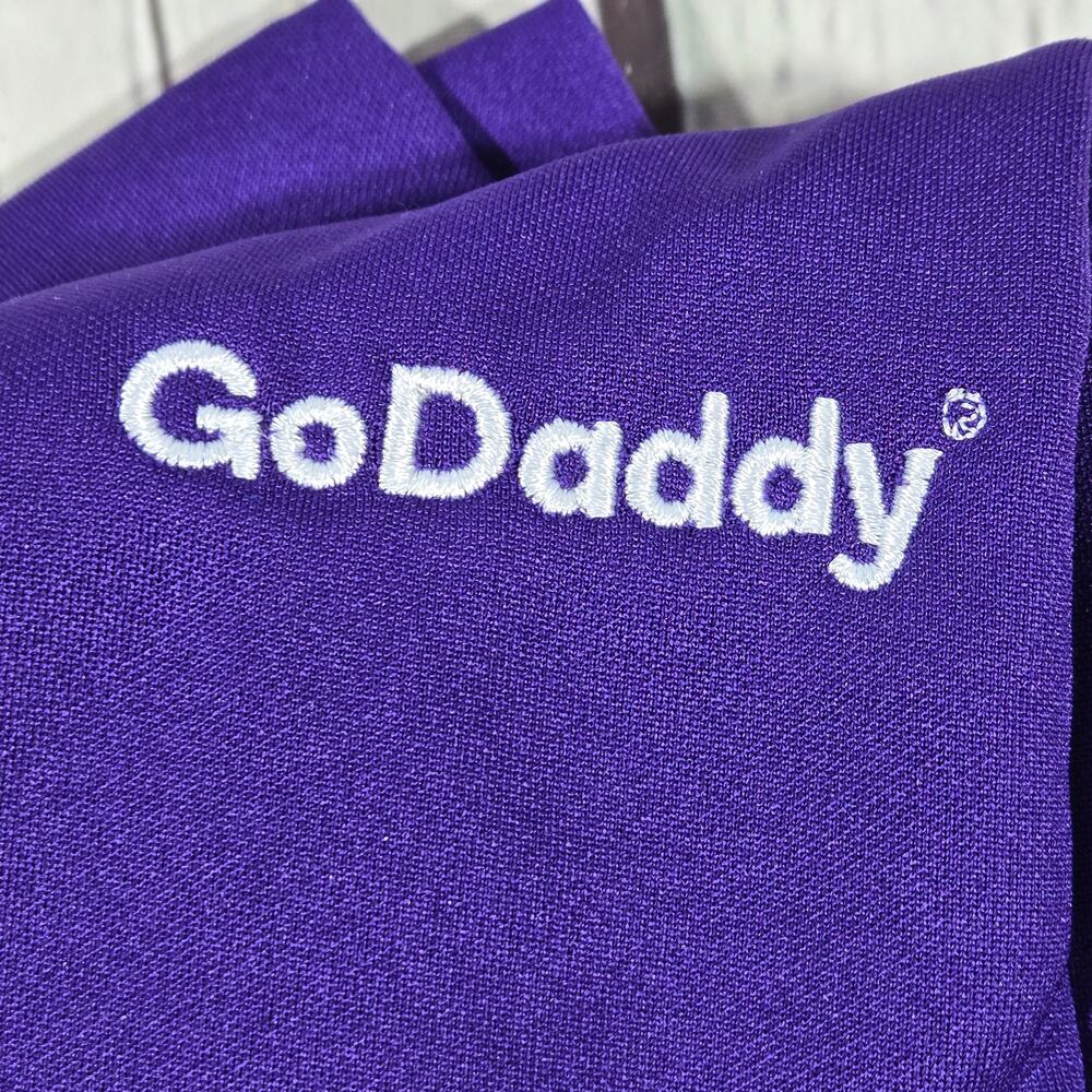 Nike Golf Dri Fit Polo Shirt Purple GoDaddy Mens Large Short‎ Sleeve - Picture 12 of 12